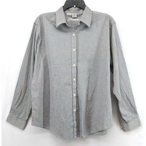 Lady Edwards Shirt Womens Large Grayish Silver Collared Long Sleeve Button Up